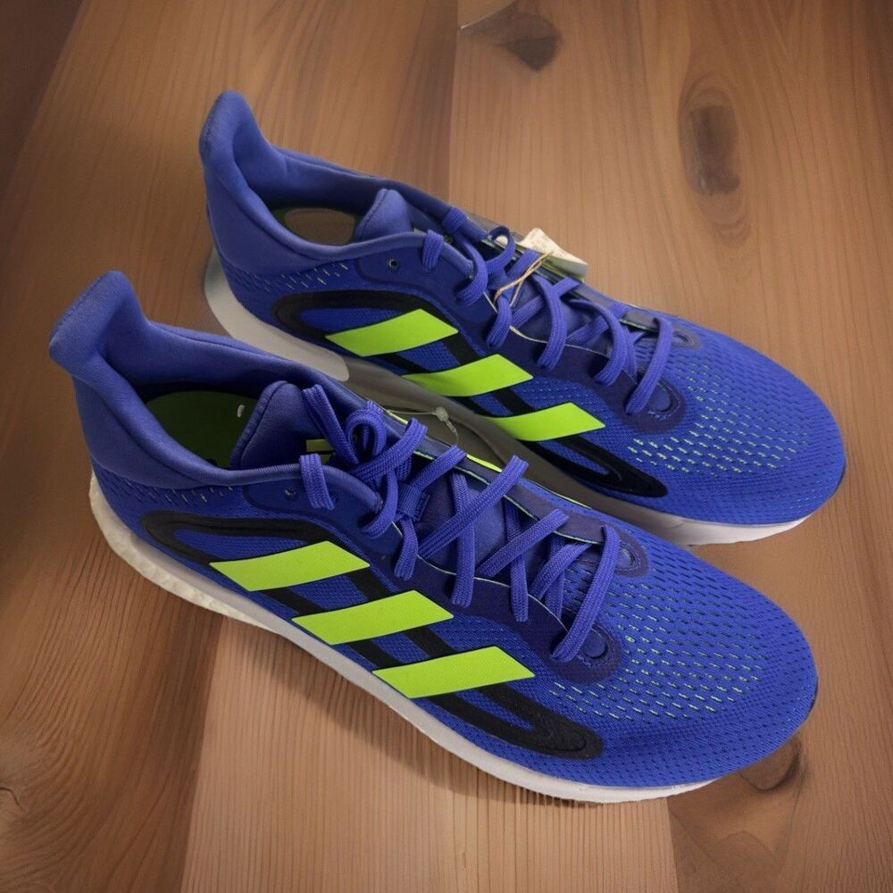 Adidas Solar Glide 4 Running Shoes Men Size 11 Blue Neon Green